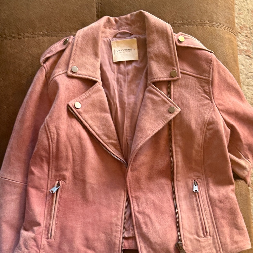 Lucky Brand Dusty Rose Suede Moto Jacket